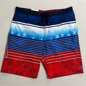 ZeroXposur Red, White & Blue Star Stripe Swim Trunks